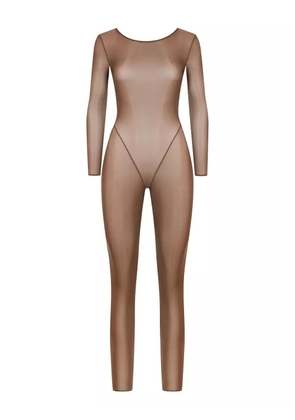 Maison Close French Kiss Light open-back long-sleeve catsuit - Brown