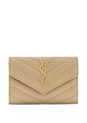 Saint Laurent chevron-quilted leather wallet - Neutrals