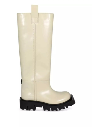 MSGM leather round-toe boots - White