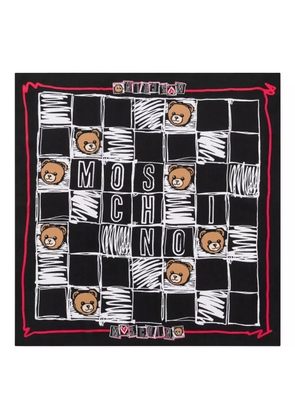 Moschino teddy bear-print check scarf - Black