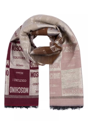 Moschino logo-print check scarf - Pink
