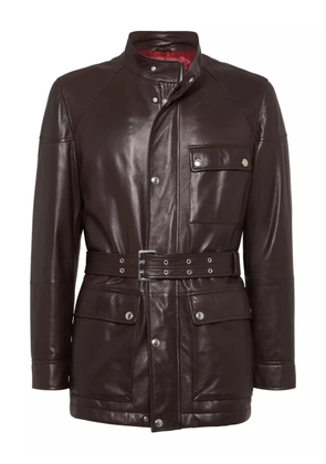 Brunello Cucinelli belted leather safari jacket - Brown