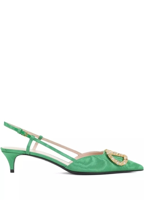 Valentino Garavani 40mm crystal-embellishment slingback pumps - Green
