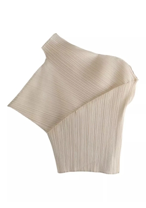 Pleats Please Issey Miyake pleated asymmetric top - Neutrals