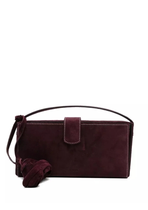 Magda Butrym Apolonia rose-embellished suede clutch bag - Red