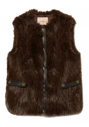 TWINSET faux-fur buttoned gilet - Brown