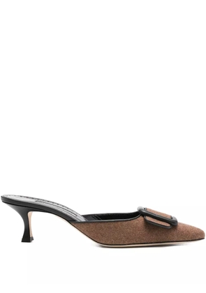 Manolo Blahnik 50mm Maysale buckle-detail mules - Brown