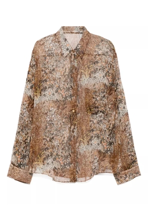 JNBY graphic-print silk shirt - Brown