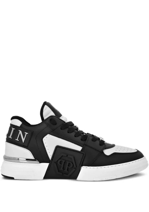 Philipp Plein Phantom Kicks skull-plaque leather sneakers - White