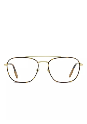 Zegna 5183 double-bridge rectangle glasses - Gold