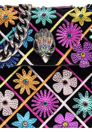 Kurt Geiger London small Kensington flower-embellished shoulder bag - Black