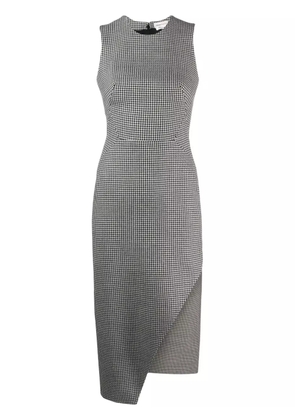 Alexander McQueen houndstooth asymmetric midi dress - Black