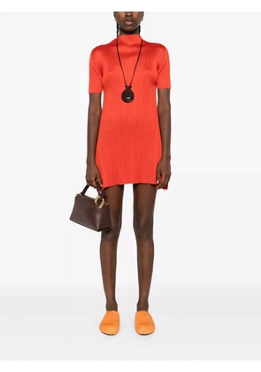 Pleats Please Issey Miyake pleated high-neck mini dress - Red