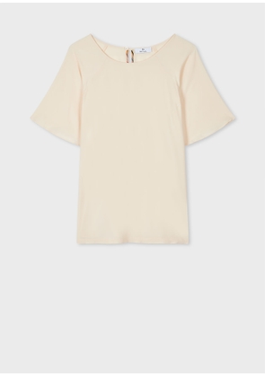 PS Paul Smith Women's Cream Silk-Blend Fluted Top White