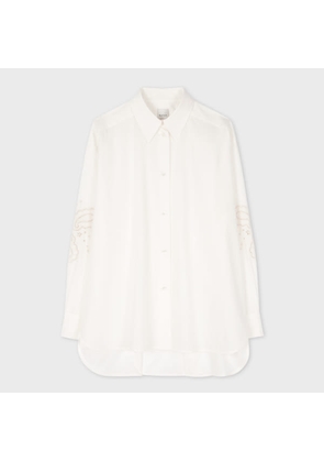 Paul Smith Women's Ivory Embroidered Sleeve Cotton-Blend Shirt White