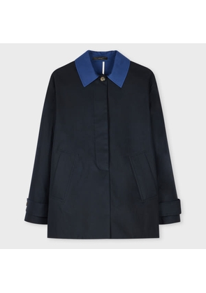 Paul Smith Women's Navy Cotton Trapeze Jacket with Cobalt Collar Blue