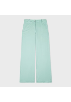 PS Paul Smith Women's Turquoise Cotton-Blend Cropped Trousers Blue