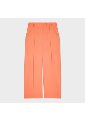 PS Paul Smith Women's Coral Wool Cropped Pleated Trousers Orange