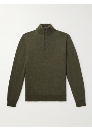 Ralph Lauren Purple Label - Slim-Fit Suede-Trimmed Cashmere Half-Zip Sweater - Men - Green - S