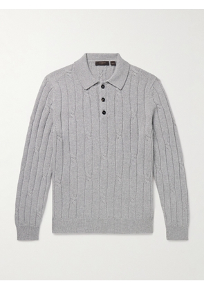 Incotex - Zanone Cable-Knit Virgin Wool and Cashmere-Blend Polo Shirt - Men - Gray - IT 44