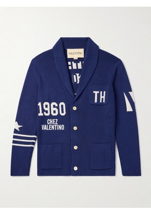 Valentino Garavani - Chez Valentino Slim-Fit Shawl-Collar Intarsia Wool Cardigan - Men - Blue - S