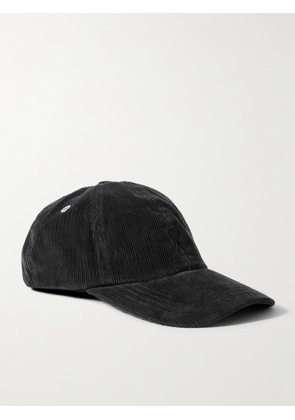 AMI PARIS - Logo-Embroidered Cotton-Corduroy Baseball Cap - Men - Black