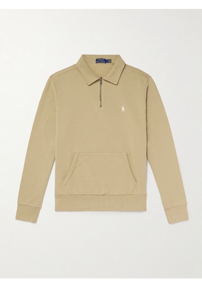 Polo Ralph Lauren - Logo-Embroidered Cotton-Jersey Half-Zip Sweatshirt - Men - Neutrals - XS