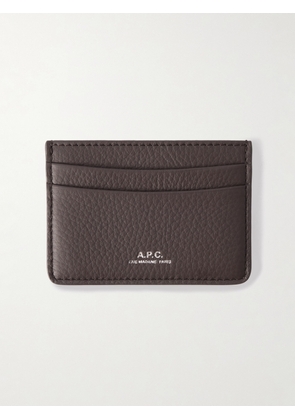 A.P.C. - Logo-Print Full-Grain Leather Cardholder - Men - Brown