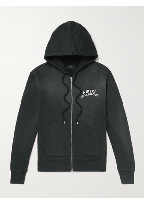 AMIRI - Hollywood Printed Cotton-Jersey Hoodie - Men - Black - XS
