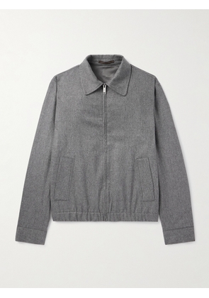 Incotex - Brushed Wool-Blend Flannel Bomber Jacket - Men - Gray - IT 46