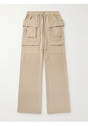DRKSHDW By Rick Owens - Creatch Wide-Leg Brushed Cotton-Jersey Drawstring Cargo Trousers - Men - Neutrals - XS