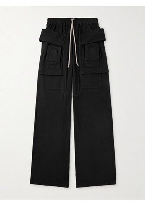 DRKSHDW By Rick Owens - Creatch Wide-Leg Brushed Cotton-Jersey Drawstring Cargo Trousers - Men - Black - XS