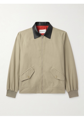 Givenchy - Leather-Trimmed Cotton-Blend Harrington Jacket - Men - Neutrals - IT 46