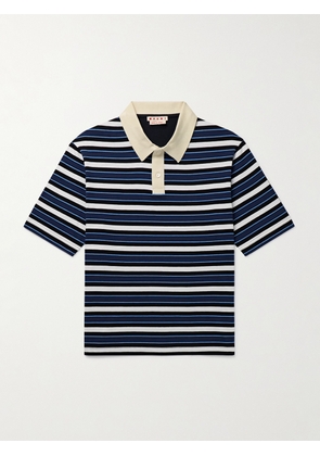 Marni - Striped Cotton-Jersey Polo Shirt - Men - Blue - IT 46