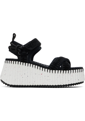 Chloé Black Nama Wedge Sandals