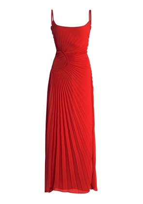GEORGIA HARDINGE - Tide Pleated Georgette Maxi Dress - Red - UK 14 - Moda Operandi
