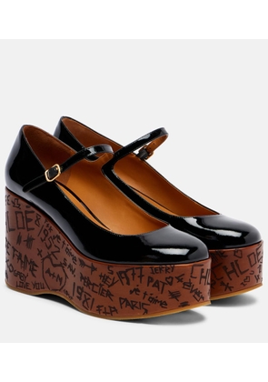 Chloe Maxime leather Mary Jane wedge pumps