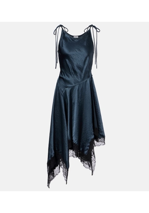 Acne Studios Asymmetric lace-trimmed satin minidress