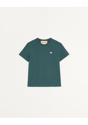 Valentino Cotton T-Shirt With Vlogo Patch Man DARK GREEN M