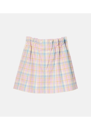Prada Checked gathered cotton miniskirt