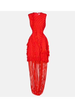 Xu Zhi Fringed open-back maxi dress