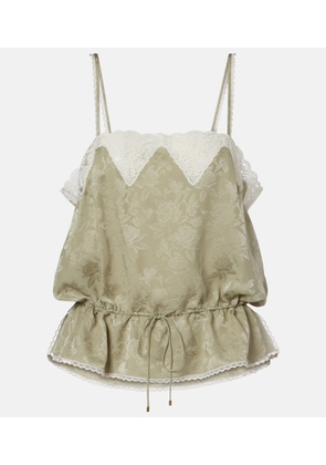 Chloe Jacquard lace-trimmed silk camisole