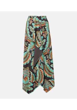 Etro Floral asymmetric wrap skirt