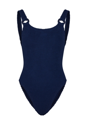 Hunza G Domino Crinkle Swimsuit - Navy - One Size