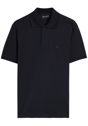 Emporio Armani Half-zip Cotton Polo Shirt - Navy - S