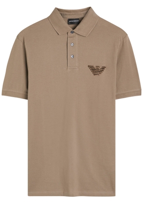 Emporio Armani Logo Piqué Cotton Polo Shirt - Camel - S