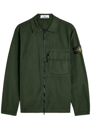 Stone Island Logo Cotton Overshirt - Green - XL