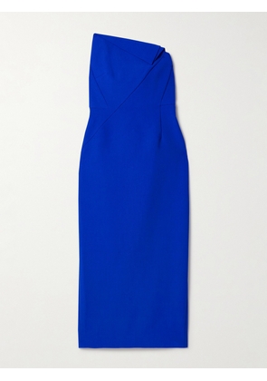 ROLAND MOURET - Strapless Crepe Midi Dress - Blue - UK 4,UK 6,UK 8,UK 10,UK 12,UK 14,UK 16