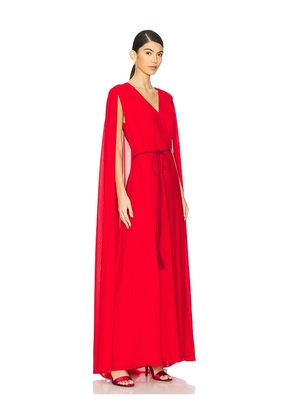Alice + Olivia Zenaida Maxi Cape Gown in Red. Size 2. Also in 0, 4.