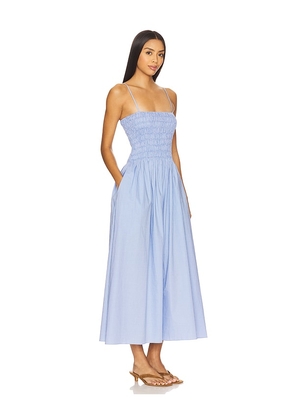 FAITHFULL THE BRAND Harlow Midi Dress in Blue. Size S. Also in L, XL, XS.